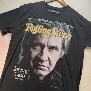 Rolling Stone Collection Johnny Cash T Shirt Mens XXL Black Cotton Graphic Tee